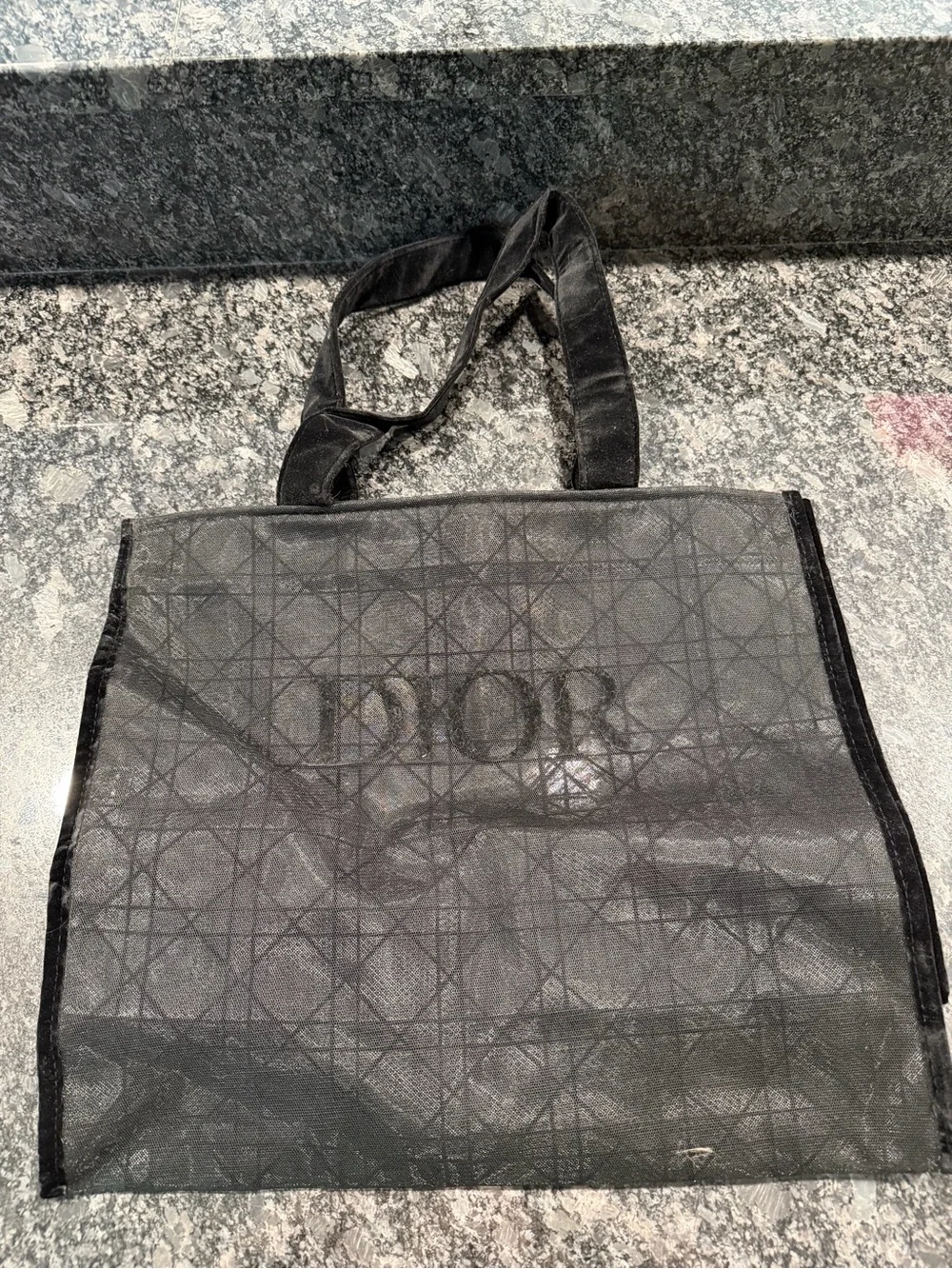 Dior Black Sheer Mesh Tote with Tonal Logo